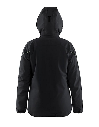 440819179933 - Ladies Winterjacket Stretch Zwart - Geel kap rugzijde