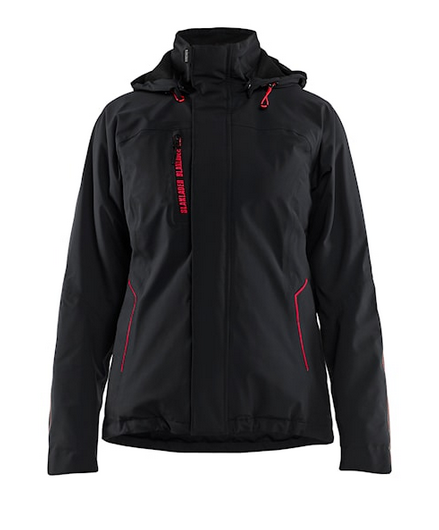 440819179956 - Ladies Winterjacket Stretch Zwart-Rood voorzijde